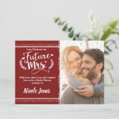 Invitation FUTURE MRS. Photo de Fête des mariées rouge canneb (Debout devant)