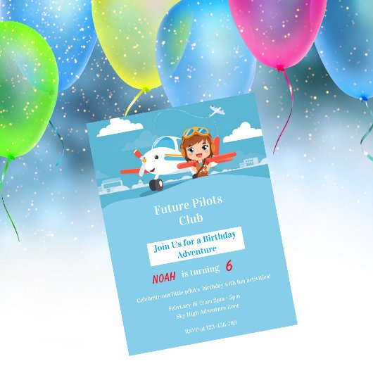 Invitation Future Pilot Airplane Adventure Birthday