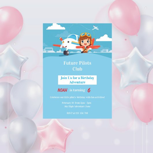 Invitation Future Pilot Airplane Adventure Birthday