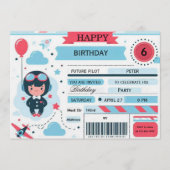 Invitation Future Pilot Airplane Boarding Pass Birthday (Devant)