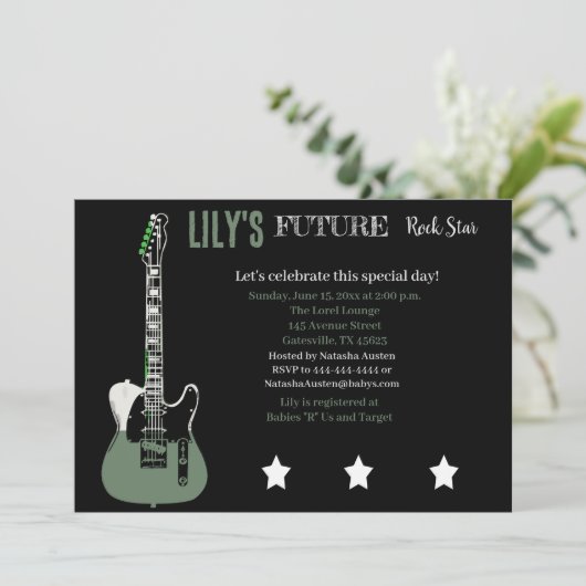 Invitation future Rocker Baby shower Grey (Debout devant)