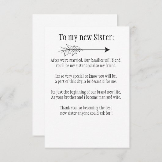 Invitation future soeur (Devant / Derrière)