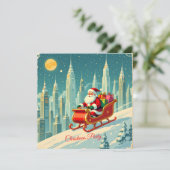 Invitation Futuristic City Santa Sleigh Christmas Party SQ (Debout devant)