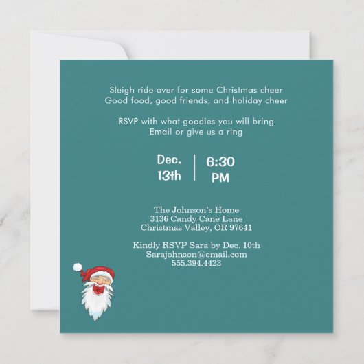 Invitation Futuristic City Santa Sleigh Christmas Party SQ (Dos)
