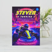 Invitation Futuristic Go-Kart Racing Birthday Party (Debout devant)