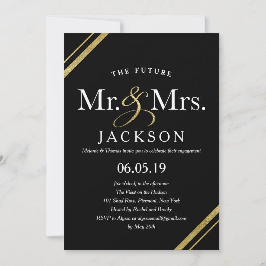 Invitation Futurs M. et Mme Engagement de parties (Devant)