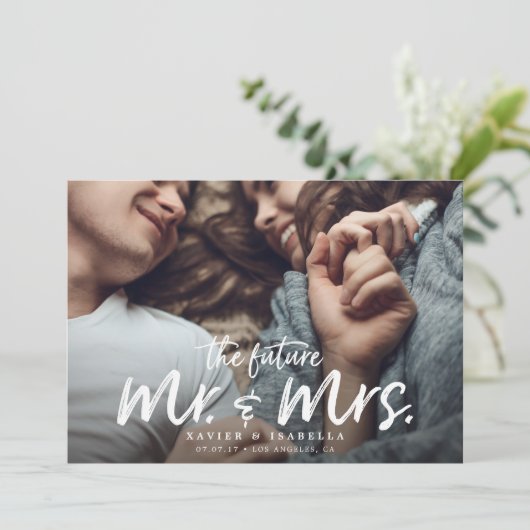 Invitation Futurs M. et Mme Engagement Save The Date (Debout devant)