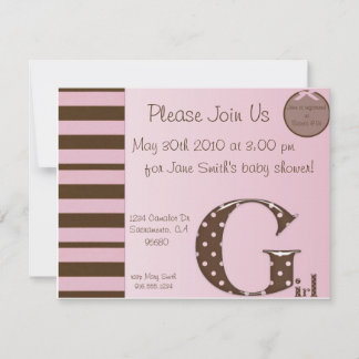 Invitation G est pour l'Invitation des Baby showers filles