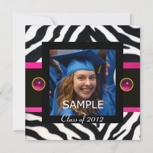 Invitation GABARIT DE PHOTO Monogramme FOURRURE ZÈBRE BLANC N (Devant)