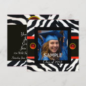 INVITATION GABARIT DE PHOTO MONOGRAMME FOURRURE ZÈBRE NOIR RO (Devant / Derrière)