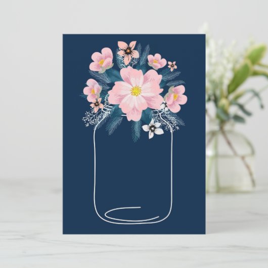 Invitation Gabarit de pot Mason floral (Debout devant)