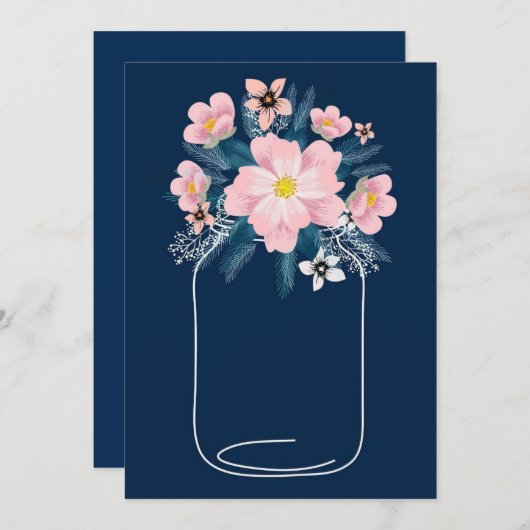 Invitation Gabarit de pot Mason floral (Devant / Derrière)