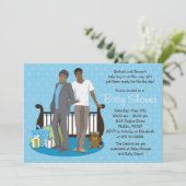 Invitation gaie de baby shower de papas pour le (Debout devant)