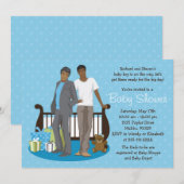 Invitation gaie de baby shower de papas pour le (Devant / Derrière)