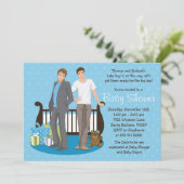 Invitation gaie de baby shower de papas pour le (Debout devant)