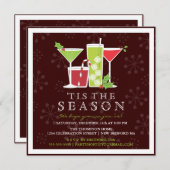 Invitation gaie de cocktail de Noël de houx (Devant / Derrière)