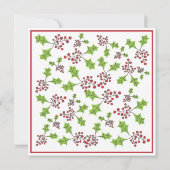 Invitation gaie de fête de vacances de houx (Dos)