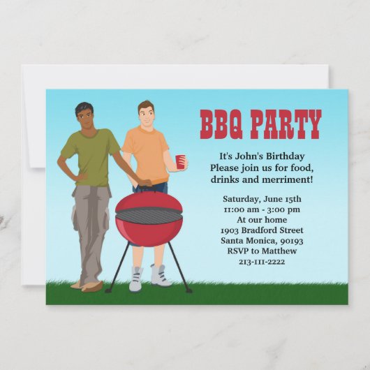 Invitation gaie de partie de BBQ (Devant)