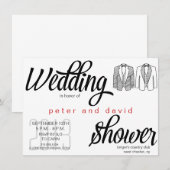 Invitation gaie de wedding shower de cravate noire (Devant / Derrière)