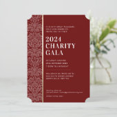 Invitation GALA BALL moderne élégant événement bordeaux or (Debout devant)