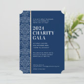 Invitation GALA BALL moderne élégant événement marine bleu or (Debout devant)