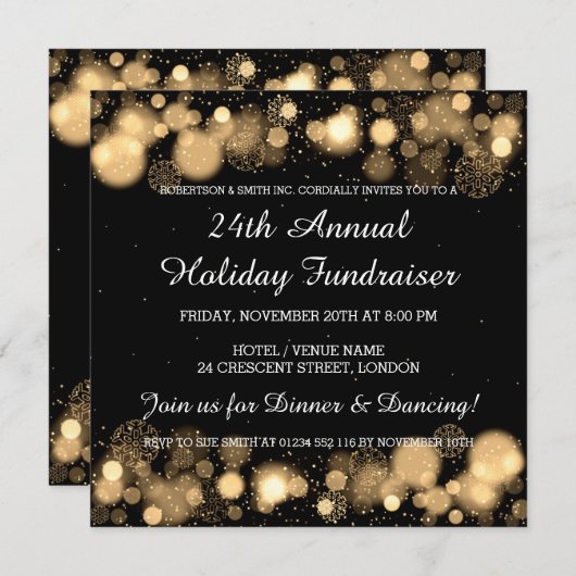 Invitation Gala de collecte de fonds de l'entreprise de vacan (Devant / Derrière)