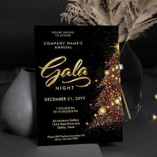 Invitation Gala de Gala de Gala Noir et Or