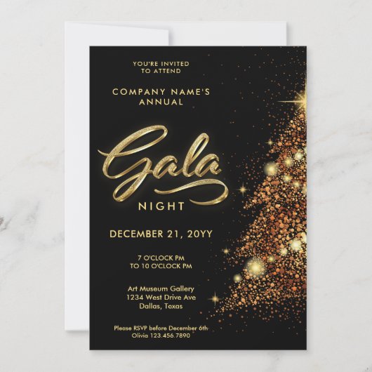 Invitation Gala de Gala de Gala Noir et Or (Devant)