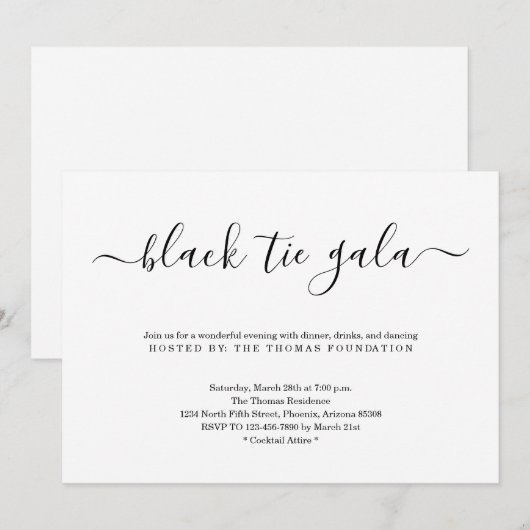 Invitation Gala de la Cravate noire (Devant / Derrière)