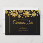 Invitation Gala de Noël d'entreprise Chic Black Gold Snowflak (Devant)