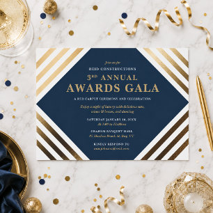 Invitation Gala de Remise de Prix Élégant Or et Marine