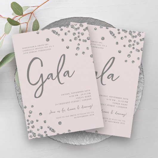 Invitation Gala d'entreprise officiel Silver Confetti Blush P
