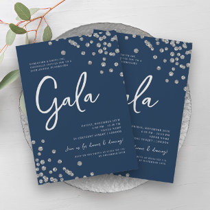 Invitation Gala d'entreprise officiel Silver Confetti Marine