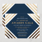 Invitation Gala des Business Awards Elegant Gold & Navy (Devant / Derrière)