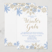 Invitation Gala d'hiver Bleu et Or Invite (Devant / Derrière)