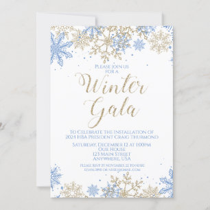 Invitation Gala d'hiver Bleu et Or Invite