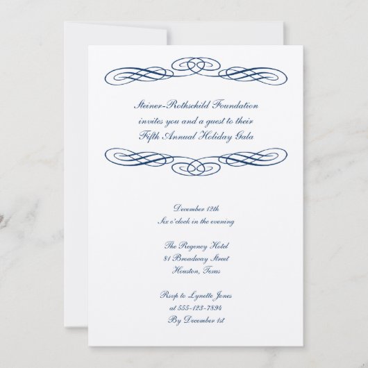 Invitation Gala formel d'entreprise de manuscrit de ruban (Devant)