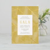 Invitation Gala Géométrique Jaune Gold Foil (Debout devant)