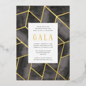 Invitation Gala Géométrique Noir Gold Foil (Recto)
