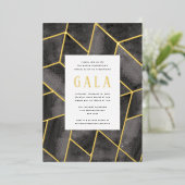 Invitation Gala Géométrique Noir Gold Foil (Debout devant)