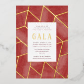 Invitation Gala Géométrique Rouge Gold Foil (Recto)