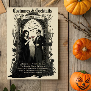 Invitation Gala gothique foncé Costumes & Cocktails Halloween