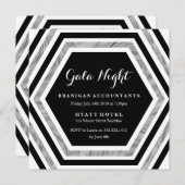 Invitation Gala Night Business Fonction Argent Hexagon (Devant / Derrière)