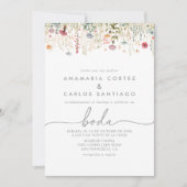 Invitation Galant Wildflower Espagnol Mariage Avant & Arrière (Devant)