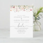 Invitation Galant Wildflower Espagnol Mariage Avant & Arrière (Debout devant)