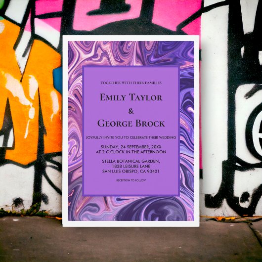 Invitation Galaxie Abstraite moderne Art Wavy Blue Chic Maria