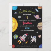 Invitation Galaxie astronaute spatiale planètes anniversaire (Devant)