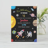 Invitation Galaxie astronaute spatiale planètes anniversaire (Debout devant)