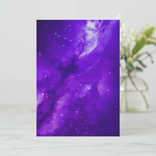 Invitation Galaxie avec étoiles dans l'espace (Debout devant)