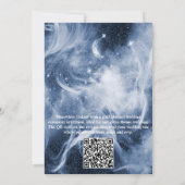 Invitation Galaxie bleu-blanc avec une fleur abstraite or (Dos)